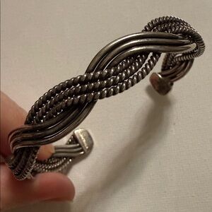 Sterling Silver CII 925 Mexico Twisted Rope Silver Tone Open Cuff Bracelet